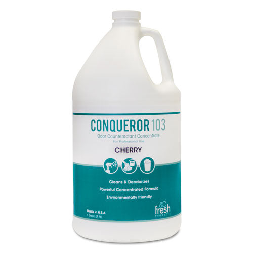 Fresh Products Conqueror 103 Odor Counteractant Concentrate, Cherry, 1 gal Bottle, 4-Carton 1-WB-CH