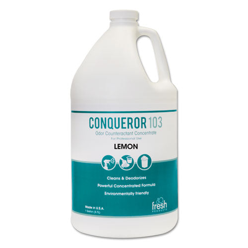 Fresh Products Conqueror 103 Odor Counteractant Concentrate, Lemon, 1 gal Bottle, 4-Carton 1-WB-LE