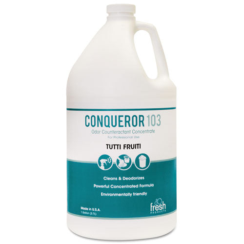 Fresh Products Conqueror 103 Odor Counteractant Concentrate, Tutti-Frutti, 1 gal Bottle, 4-Carton FRS 1-WB-TU