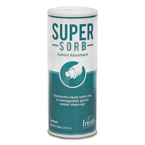 Fresh Products Super-Sorb Liquid Spill Absorbent, Powder, Lemon-Scent, 12 oz. Shaker Can 614SS
