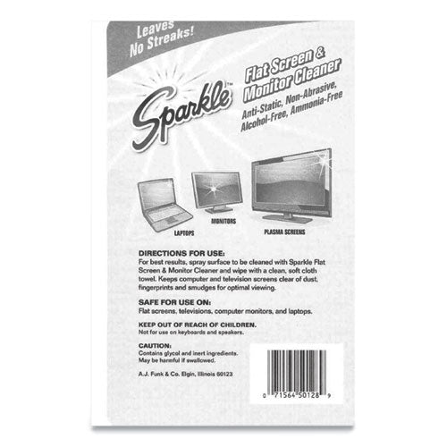 Sparkle Flat Screen and Monitor Cleaner, Pleasant Scent, 8 oz Bottle, 2-Pack, 6-Carton 50128