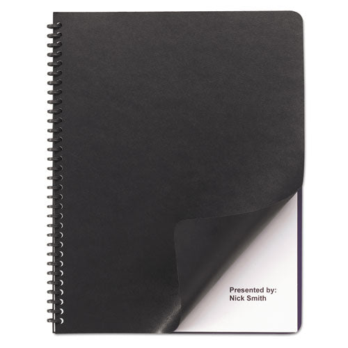 GBC Leather Look Presentation Covers for Binding Systems, 11.25 x 8.75, Black, 50 Sets-Pack 2001712P