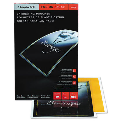 GBC EZUse Thermal Laminating Pouches, 3 mil, 11.5" x 17.5", Gloss Clear, 100-Box 3200720CF