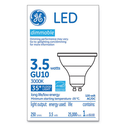 GE LED MR16 GU10 Dimmable Warm White Flood Light, 3000K, 3.7 W 37114