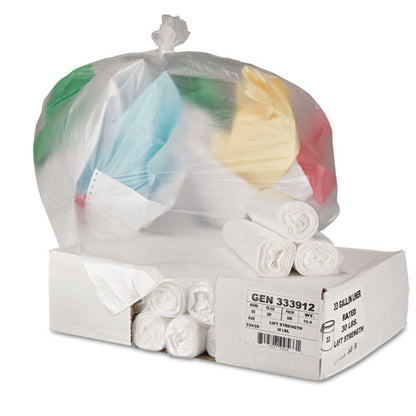 General Supply High-Density Can Liners, 33 gal, 9 microns, 33" x 39", Natural, 500-Carton Z6639LN GR1