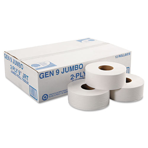 General Supply Jumbo Roll Bath Tissue, Septic Safe, 2-Ply, White, 3.3" x 700 ft, 12-Carton 8112