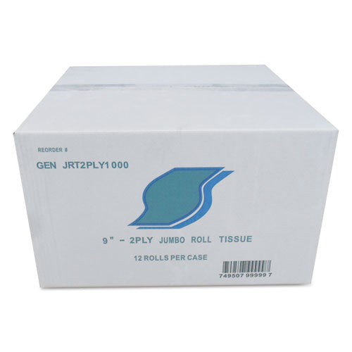 GEN Jumbo Bath Tissue, Septic Safe, 2-Ply, White, 3.5" x 750 ft, 12-Carton GENJRT2PLY1000