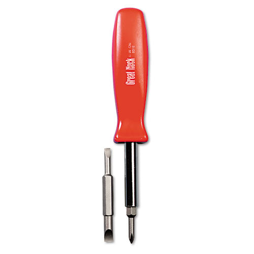 Great Neck 4 in-1 Screwdriver w-Interchangeable Phillips-Standard Bits, Assorted Colors SD4BC