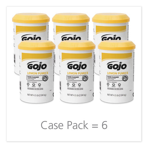 GOJO Lemon Pumice Hand Cleaner, Lemon Scent, 4.5 lb Tub, 6-Carton 0915-06