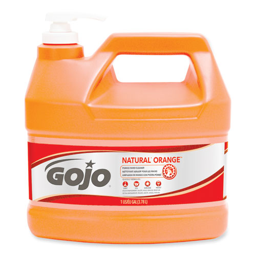 GOJO NATURAL ORANGE Pumice Hand Cleaner, Citrus, 1 gal Pump Bottle, 2-Carton 0955-02