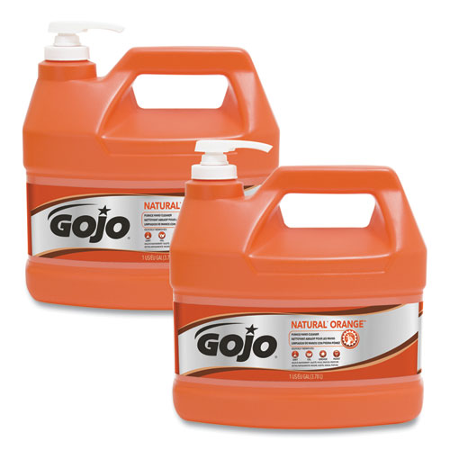 GOJO NATURAL ORANGE Pumice Hand Cleaner, Citrus, 1 gal Pump Bottle, 2-Carton 0955-02