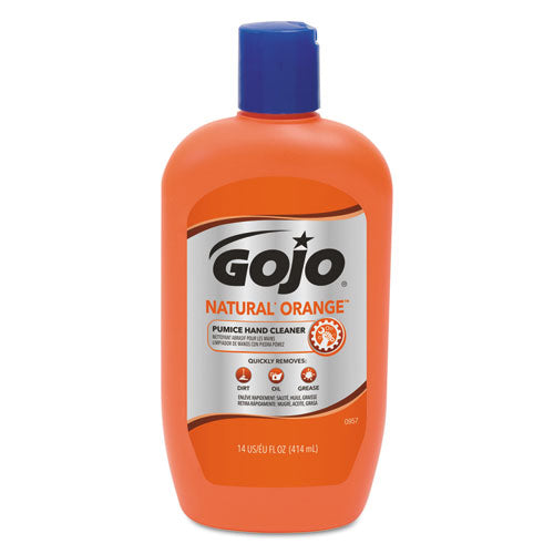 GOJO NATURAL ORANGE Pumice Hand Cleaner, Citrus, 14 oz Bottle 0957-12