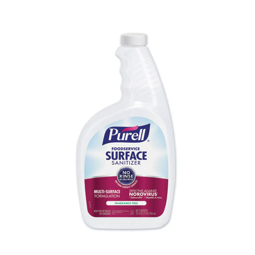 Purell Foodservice Surface Sanitizer Fragrance Free Capped Bottle With Spray Trigger (6 Bottles and 2 Spray Triggers) 3341-06