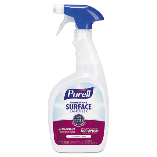 Purell Foodservice Surface Sanitizer Fragrance Free Capped Bottle With Spray Trigger (6 Bottles and 2 Spray Triggers) 3341-06