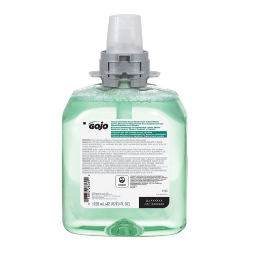GOJO Green Certified Foam Hair and Body Wash, Cucumber Melon, 1,250 mL Refill, 4-Carton 5163-04