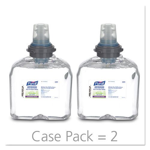 Purell Green Certified TFX Refill Advanced Foam Hand Sanitizer, 1200 mL, Clear, 2-Carton 5391-02