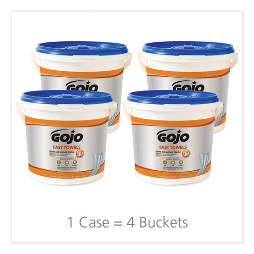 GOJO FAST TOWELS Hand Cleaning Towels, 7.75 x 11, 130-Bucket, 4 Buckets-Carton 6298-04