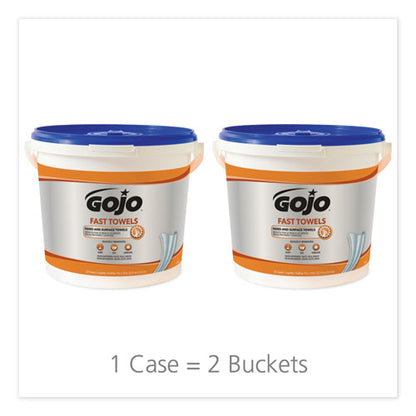 GOJO FAST TOWELS Hand Cleaning Towels, 9 x 10, Blue, 225-Bucket, 2 Buckets-Carton 6299-02