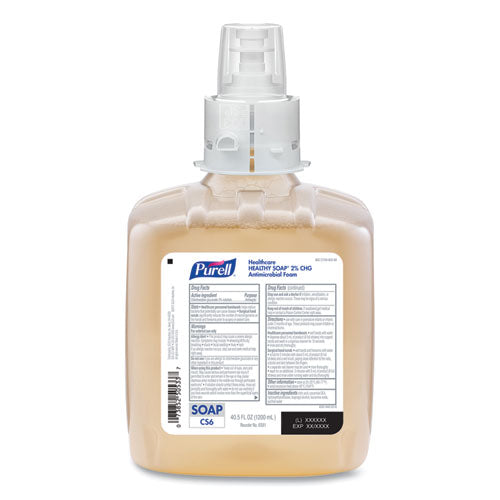 Purell Healthy Soap 2.0% CHG Antimicrobial Foam for CS6 Dispensers, Fragrance-Free, 1,200 mL, 2-Carton 6581-02