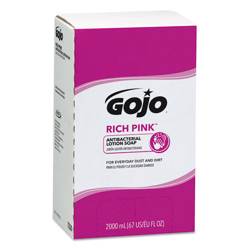 GOJO RICH PINK Antibacterial Lotion Soap Refill, Floral, 2,000 mL, 4-Carton 7220-04