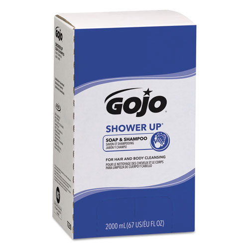 GOJO SHOWER UP Soap and Shampoo, Pleasant Scent, 2,000 mL Refill, 4-Carton 7230-04
