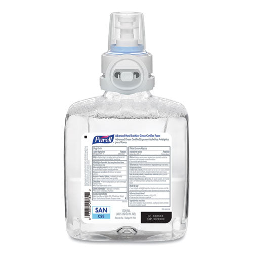Purell Green Certified Advanced Refreshing Foam Hand Sanitizer, For CS8, 1,200 mL, Fragrance-Free, 2-Carton 7851-02