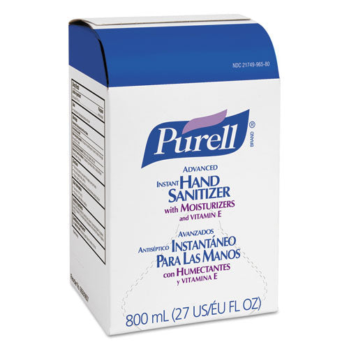 Purell Advanced Gel Hand Sanitizer, Bag-in-Box, Unscented, 800 mL Refill, 12-Carton 9657-12