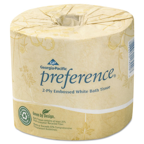 Georgia Pacific Embossed Bathroom Toilet Tissue Paper 2 Ply 550 Sheets White (80 Rolls) 1828001