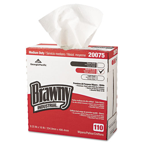 Brawny Professional Tall Dispenser All-Purpose DRC Wipers, 9 1-4 x 16, White, 110-Box 10 Boxes-Carton 20075