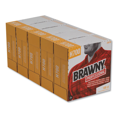 Brawny Professional Medium Weight HEF Shop Towels, 9 1-10 x 16 1-2, 100-Box 25070