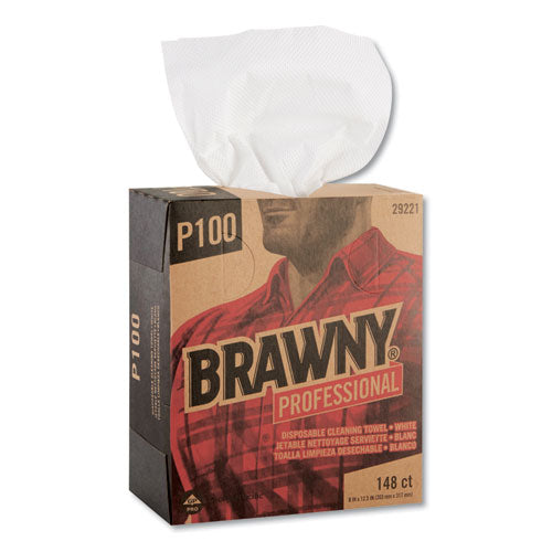 Brawny Professional Light Duty Paper Wipers, 8 x 12 1-2, White, 148-Box, 20 Boxes-Carton 29221