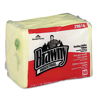 Brawny Professional Dusting Cloths Quarterfold, 17 x 24, Yellow, 50-Pack, 4 Packs-Carton 29616