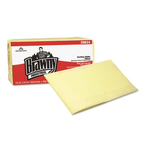 Brawny Professional Dusting Cloths, Quarterfold, 24 x 24, Yellow, 50-Pack, 4-Carton 29624