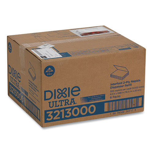 Dixie Interfold Napkin Refills, 2 Ply, 6 1-2x9 7-8, White, 500-Pk, 6 Pack-Ctn 3213000