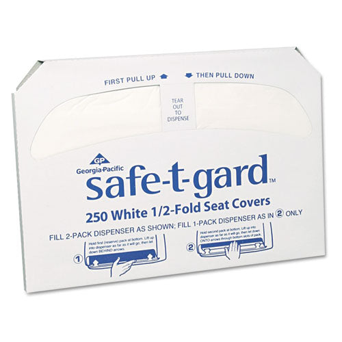Georgia Pacific Professional Safe-T-Gard Half-Fold Toilet Seat Covers, 14.5 x 17, White, 250-Pack, 20 Packs-Carton 47046