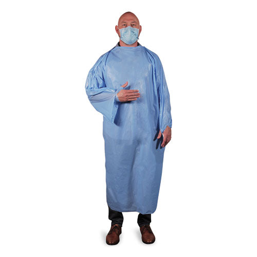 Heritage T-Style Isolation Gown, LLDPE, Large, Light Blue, 50-Carton TGOWNLP