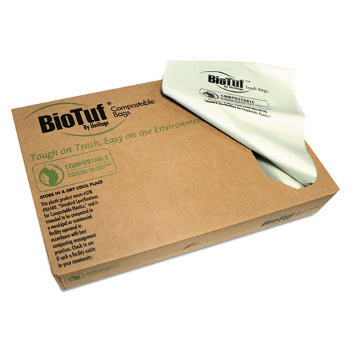 Heritage Biotuf Compostable Can Liners, 30 gal, 0.88 mil, 30" x 39", Green, 150-Carton Y6039EE R01