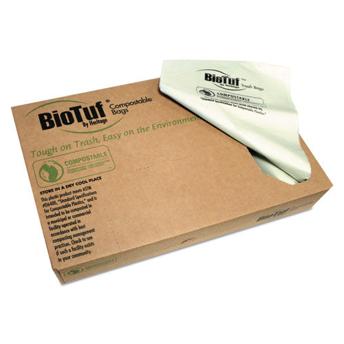 Heritage Biotuf Compostable Can Liners, 45 gal, 0.9 mil, 40" x 46", Green, 100-Carton Y8046TE R01