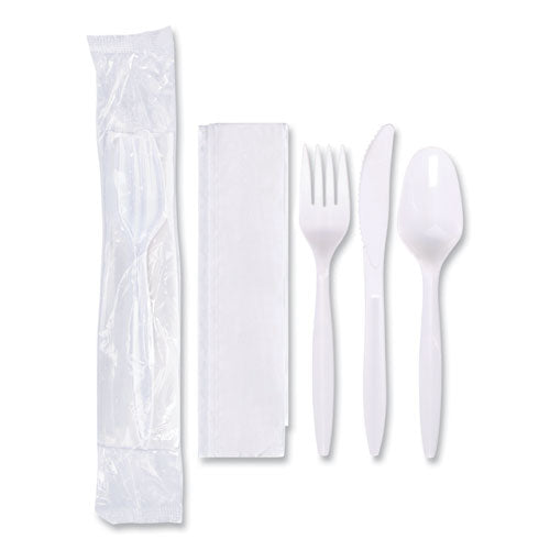 Hoffmaster Economy Cutlery Kit, Fork-Knife-Spoon-Napkin, White, 250-Carton 117799