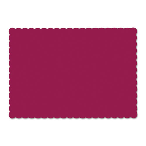 Hoffmaster Solid Color Scalloped Edge Placemats, 9.5 x 13.5, Burgundy, 1,000-Carton 310524