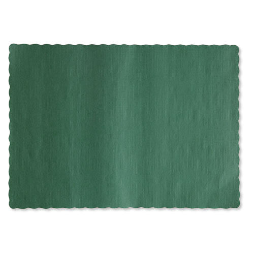 Hoffmaster Solid Color Scalloped Edge Placemats, 9.5 x 13.5, Hunter Green, 1,000-Carton 310528