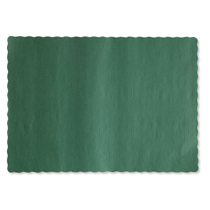 Hoffmaster Solid Color Scalloped Edge Placemats, 9.5 x 13.5, Hunter Green, 1,000-Carton 310528