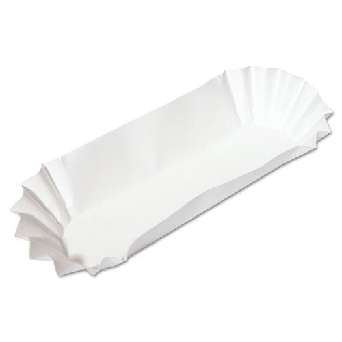 Hoffmaster Fluted Hot Dog Trays, 6 x 2 x 2, White, 500-Sleeve, 6 Sleeves-Carton 610740