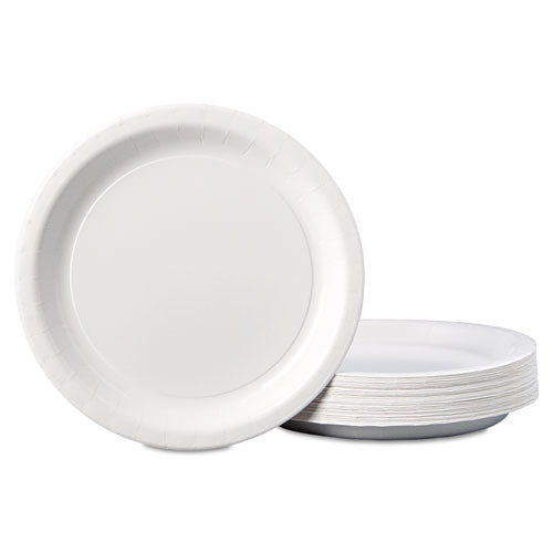 Hoffmaster Coated Paper Dinnerware, Plate, 9" dia, White, 50-Pack, 10 Packs-Carton PL7095