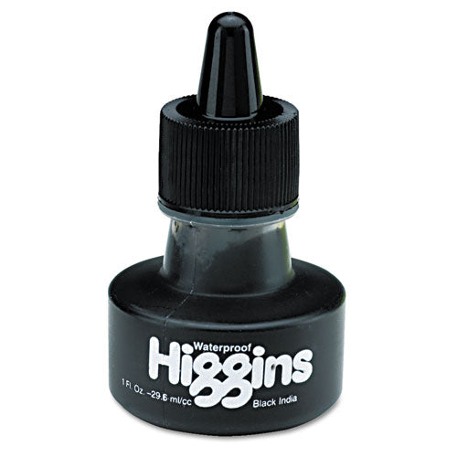 Higgins Waterproof Pigmented Drawing Ink, Black, 1oz Bottle 44201