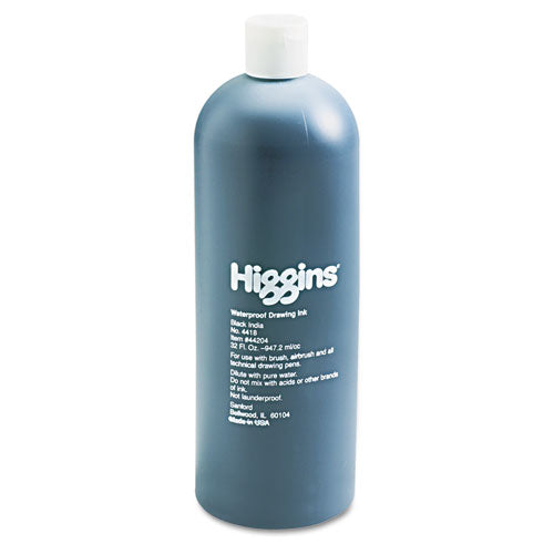 Higgins Waterproof Pigmented Drawing Ink, Black, 32 oz Bottle 44204