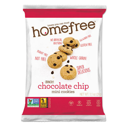 Homefree Gluten Free Chocolate Chip Mini Cookies, 1.1 oz Pack, 30-Carton LGFMCC30