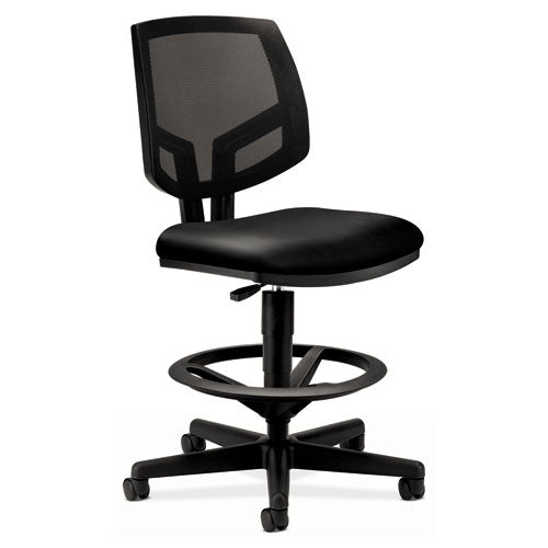 HON Volt Series Mesh Back Adjustable Leather Task Stool, Supports Up to 250 lb, 22.88" to 32.38" Seat Height, Black H5715.SB11.T