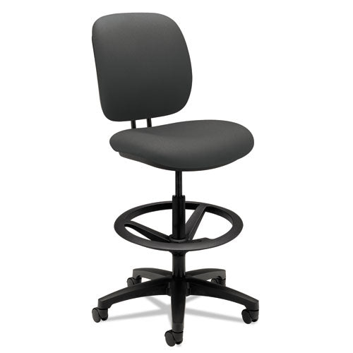 HON ComforTask Task Stool, Adjustable Footring, Supports Up to 300 lb, 22" to 32" Seat Height, Iron Ore Seat-Back, Black Base H5905.H.CU19.T