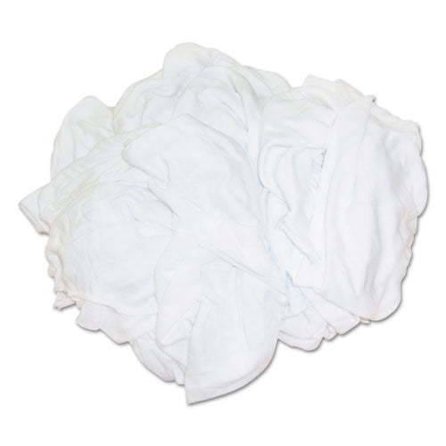 HOSPECO New Bleached White T-Shirt Rags, Multi-Fabric, 25 lb Polybag 455-25BP